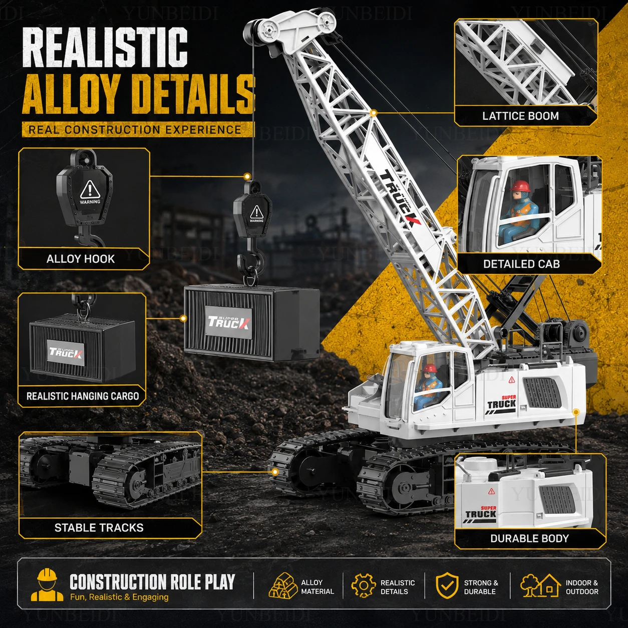 Remote Control Alloy Crane 9CH - Crane Claw Motor ulasan dan harga