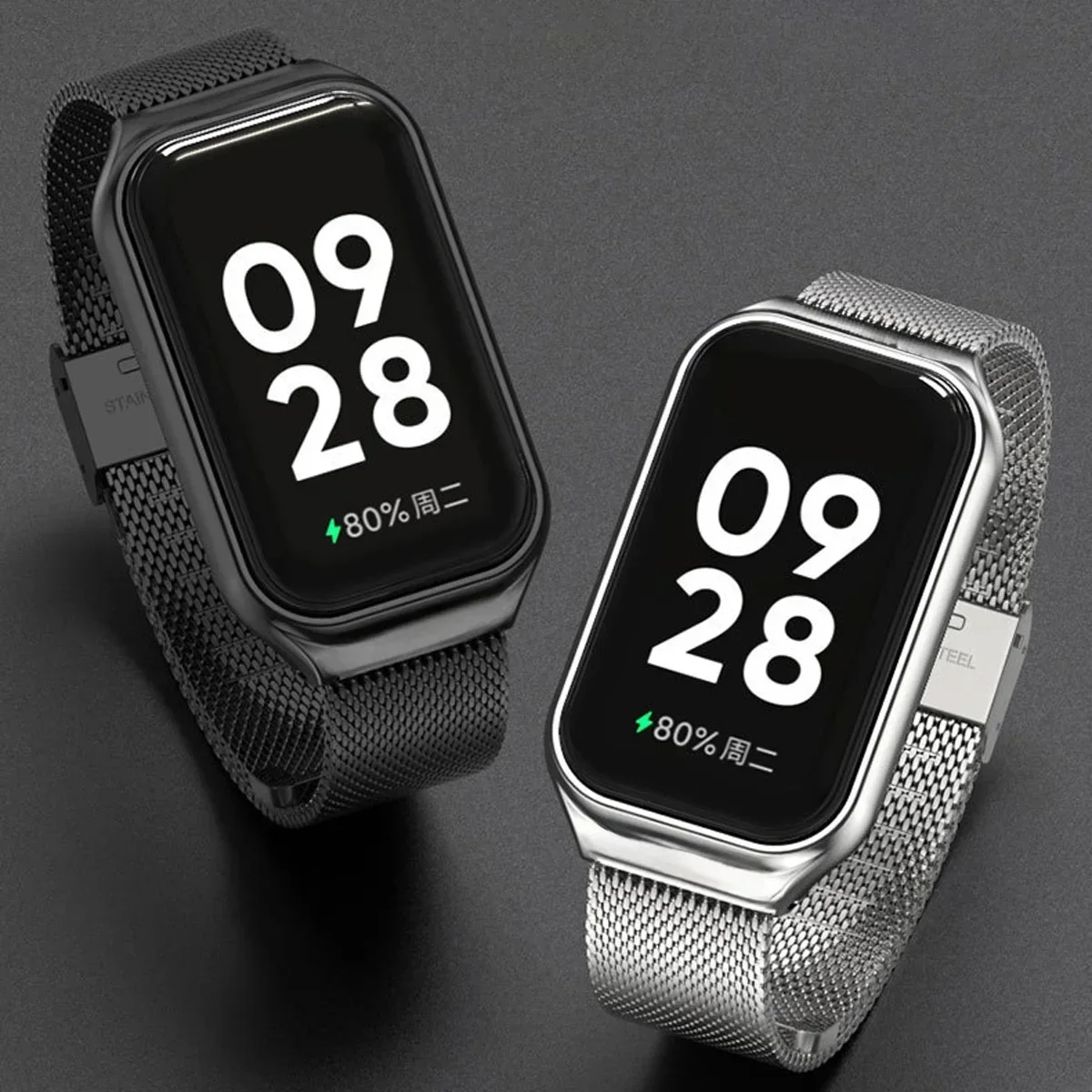 สายรัดสำหรับ Xiaomi Mi band 8สายรัดข้อมือแบบแอคทีฟสำหรับ Xiaomi Smart band 8สายสแตนเลสที่ใช้งานอยู่