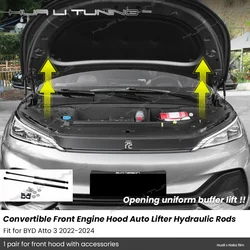 BYD EV Atto 3 Yuan Plus 2022-2024 프론트 엔진 후드 댐퍼 보닛 스트럿츠 자동 리프트 어시스트 충격 유압로드 액세서리