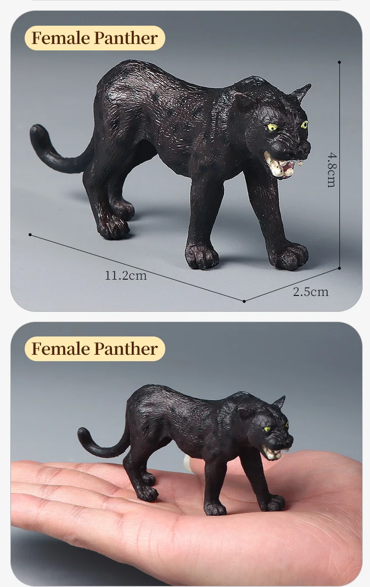 Pädagogisches Set mit simulierten Wildtierfiguren – Aktionsmodelle mit Geparden und schwarzem Panther für Kinder, Dekoration und Lerngeschenk – Detail 10