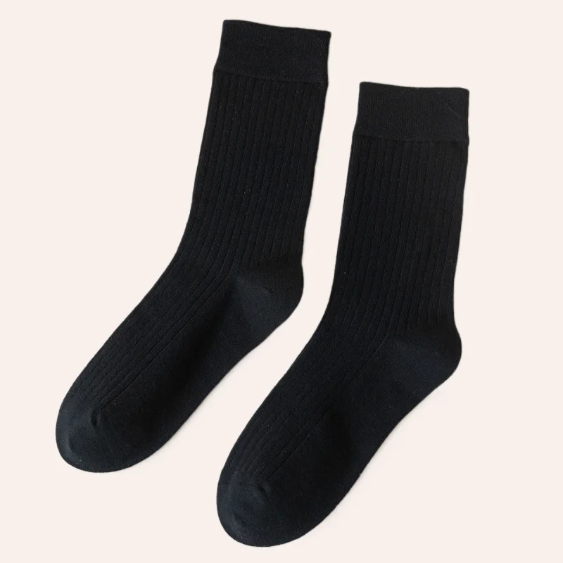 Chaussettes mi-longues en coton pour femmes, chaussettes décontractées, anti-odeur, qualité supérieure, tendance, document solide, printemps, automne, 5/10 paires