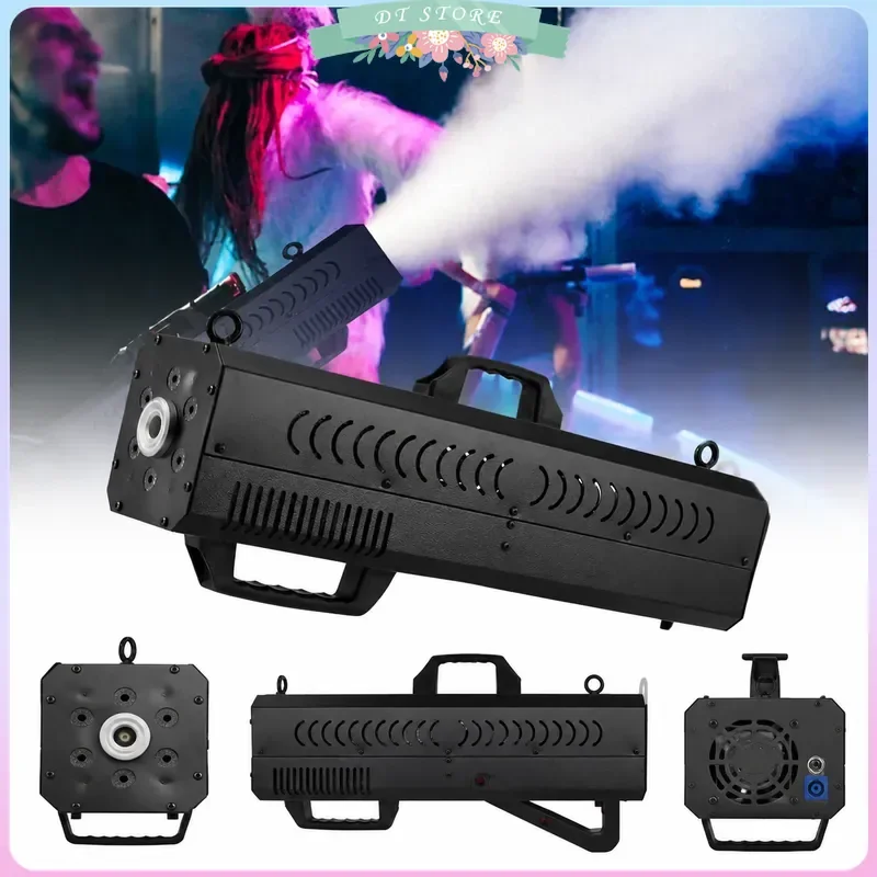 1500W RGB LED Jet FX Smoke Gun Portable Air Column Fog Machine Powerful Output DJ Light Cannon for Stage Wedding Party