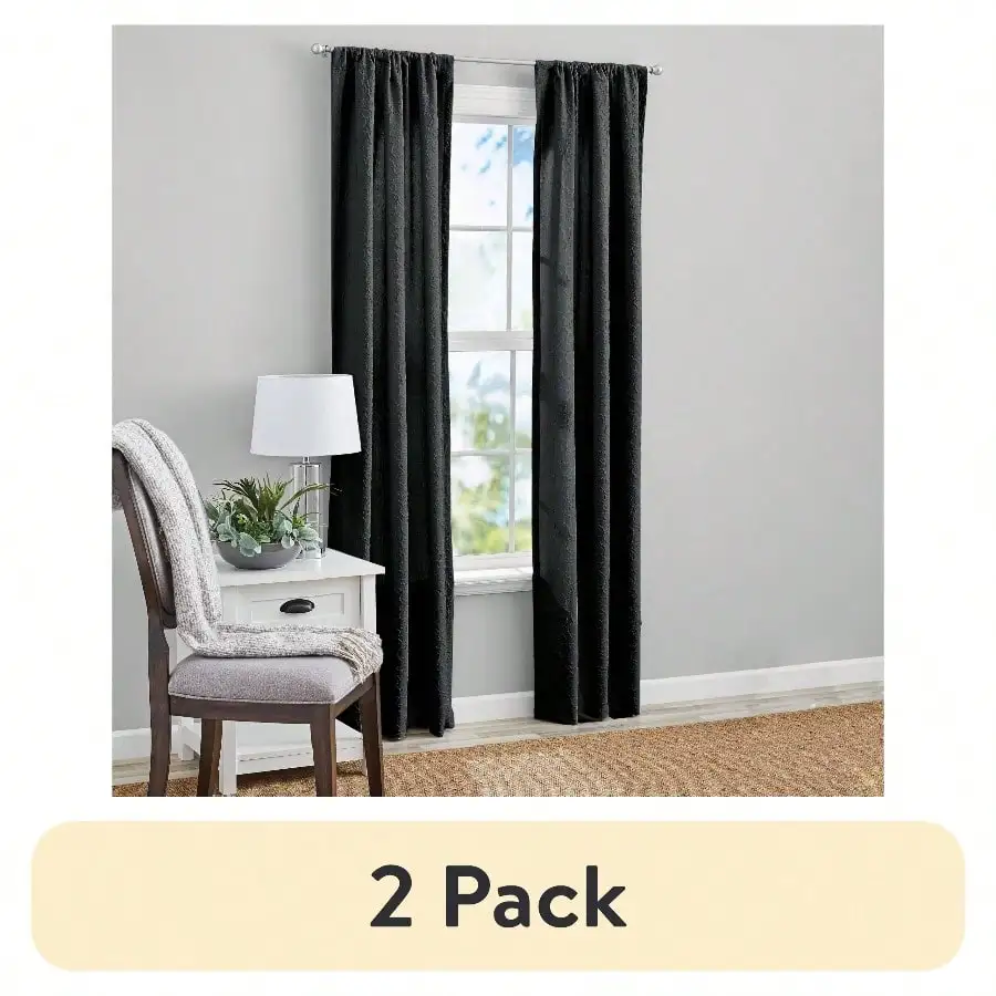 

2 pack Microsculpt Floral Rod Pocket Curtain Panels, Set of 2, 37x 84 L, Lightweight Cotton Blend, Home Living Room Decor