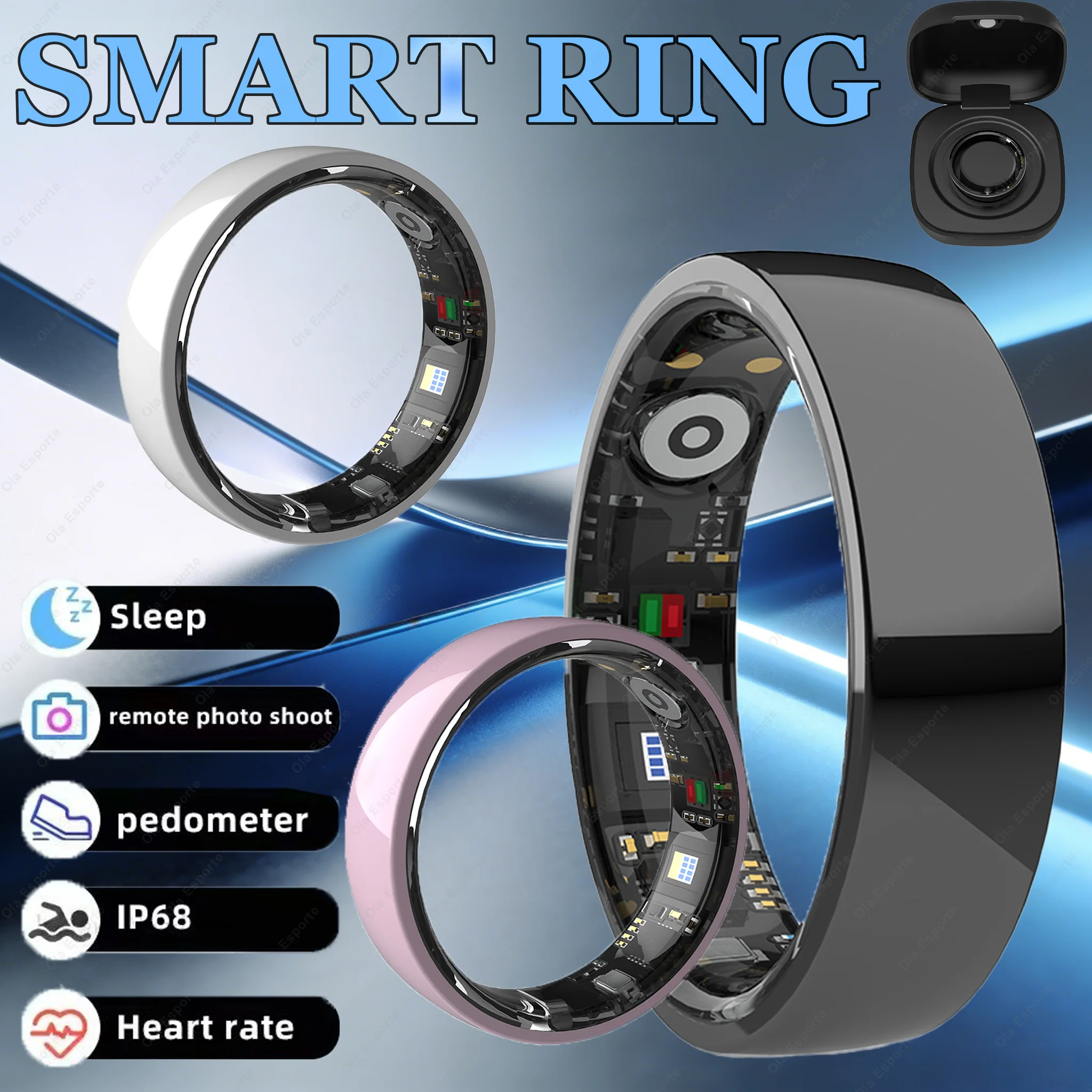 

Fashion Smart Ring For Men And Women IP68 Waterproof Sport Tracking Ring Heart Rate Sleep Health Monitoring Step Count Smartring