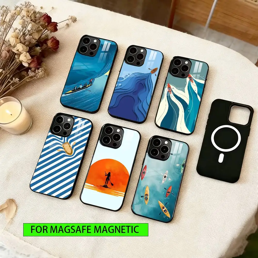 

Kayaking Sprot Phone Case For iPhone17,16,15,14,13,12,11 Plus,Pro Magnetic with Magsafe Wireless Charging