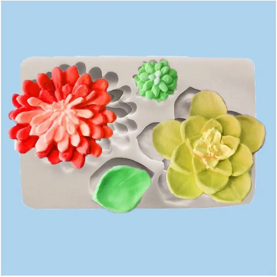 Baking Tools Cake Decor Molds Simulation Succulent Flower Plant Leaf Fondant Silicone Mold Diy Chocolate Cake Baking Molds Tools