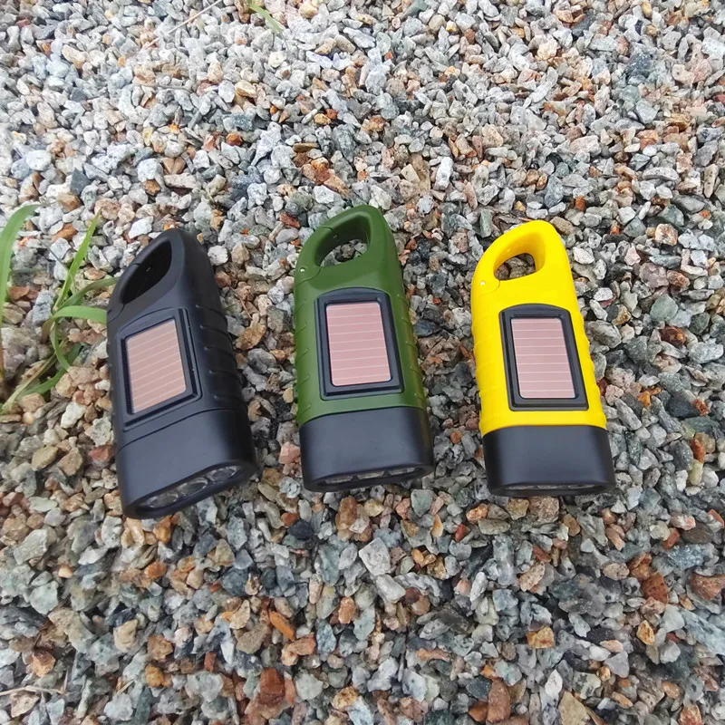 E-commerce flashlight, solar powered hand cranked flashlight, emergency LED hand cranked power generation, outdoor hiking and ca