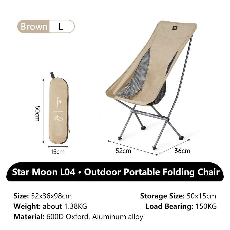 Naturehike Star Moon Stoel L04 Ultralichte aluminiumlegering Outdoor Draagbare Opvouwbare Vissen Rugleuning Kruk Camping Picknickstoelen