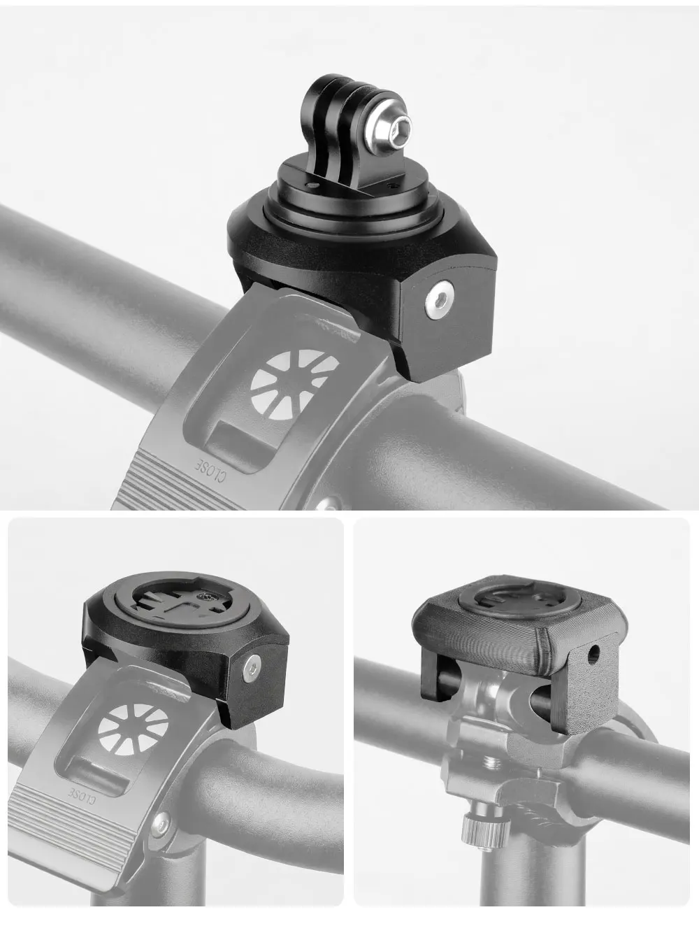 Deemount Fahrradcomputerhalterung für DAHON Faltrad-Headset, breite Klemme zur Installation für Garmin Wahoo IGPS mit 3-Gabel-Auswahl für GoPro. – Detail 2