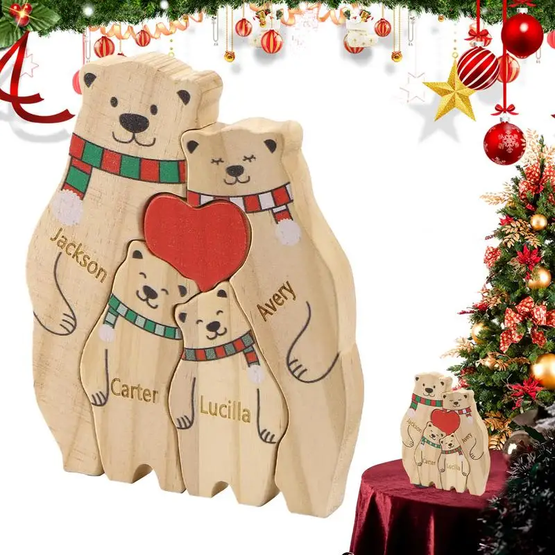 

Семейный деревянный пазл с медведем, деревянные медведи, семейный набор, мультяшный декоративный художественный ремесло, семейное украшение, скульптура, настольная игрушка для