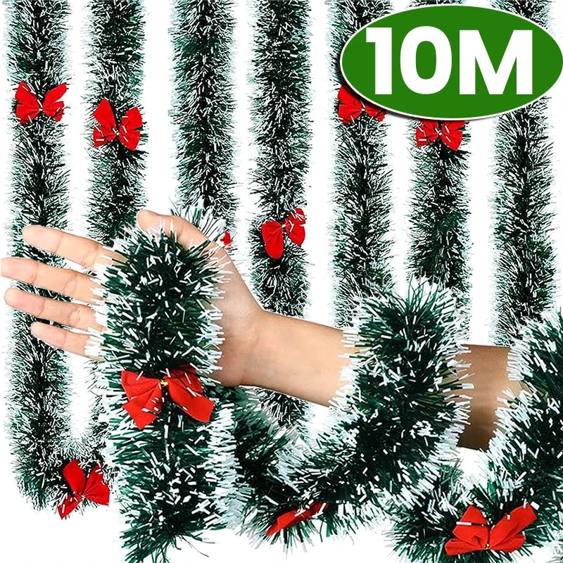 2-10 מ 'סרט חג המולד עם bowknots ירוק עצים אורן קנים dify עץ חג המולד תלוי קישוטי זר פרחים