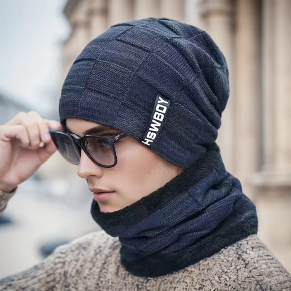 GETINFIT Winter Warm Hat Thickened And Fleece Added Student Pullover Head Cap Young People Cycling Knitted Woolen Cap Men Women
