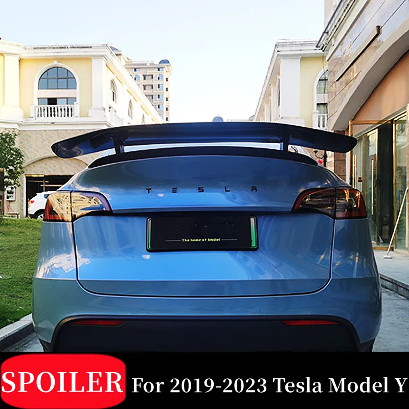 Real Carbon Fiber Rear Trunk Lid Boot Lip Spoiler Wings For Tesla Model Y 2019 20 21 22 23 Tuning Exterior Accessories Styling