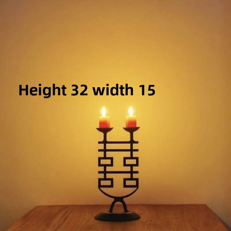Wedding photography props candle holder Chinese wrought iron oil lamp,  room wedding hotel photography red electronic candle