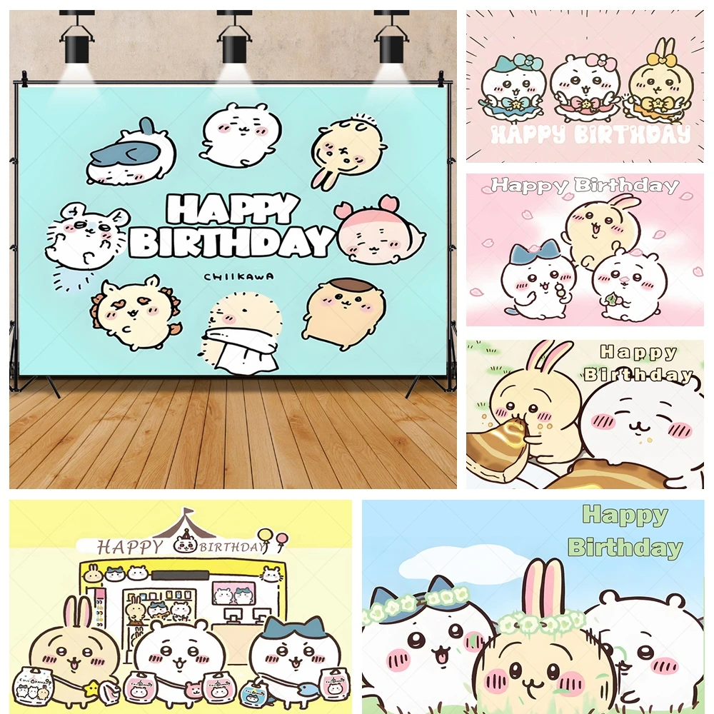 

Jiikawa Cute Hamster Cartoon Girl Gift Birthday Party Miniso Banner Backdrop Custom Kid Room Photography Poster Decor Background