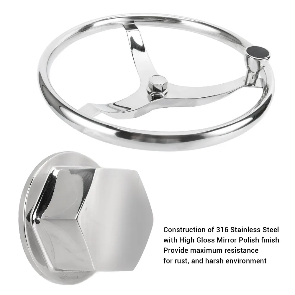 

5/8in‑18 Steering Wheel Center Nut 1/2in ‑ 20 316 Stainless Steel Boat Steering Wheel Nut Mirror Polish for Verado Helms System