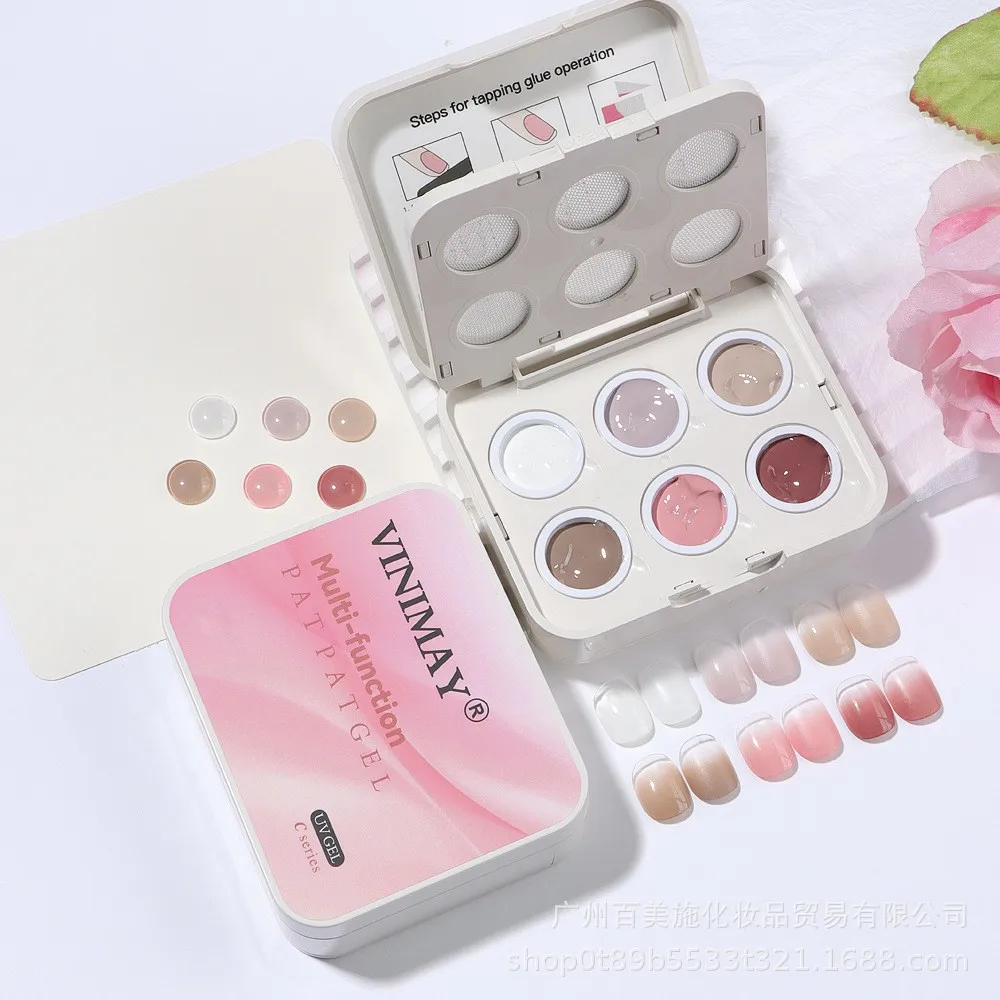 6 Colors Cushion Gradient Patting Gel Solid Dopamine Colors Nail Polish UV/LED Nail supplies Blush Blooming Aura Nail Polish
