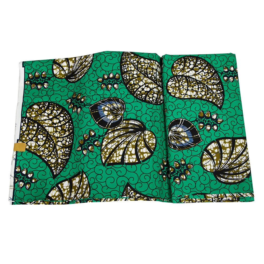 Premium Quality Green African double-faced  Polyester Wax Print Fabric for DIY Crafting and Sewing S-9