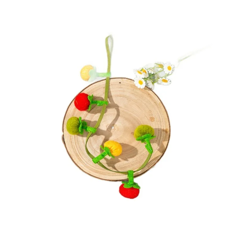 

Catnip Toy String with Bell Interactive Teaser Wand Fruit Balls Design for Cats Kittens Indoor Play Training Durable Chew Resist