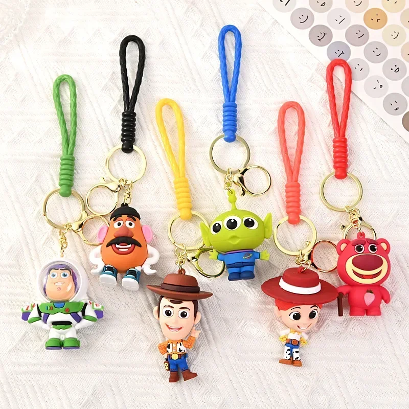 MINISO Cute Disney Toy Story Woody Jessie Buzz Lightyear Keyring High Quality Keychain Hanging Couples Bag Pendant Small Gift