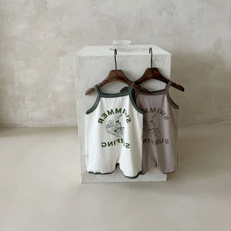 2025 novedad de verano, pelele sin mangas para bebé, chaleco infantil con estampado bonito a la moda, mono fino de algodón para recién nacido, ropa