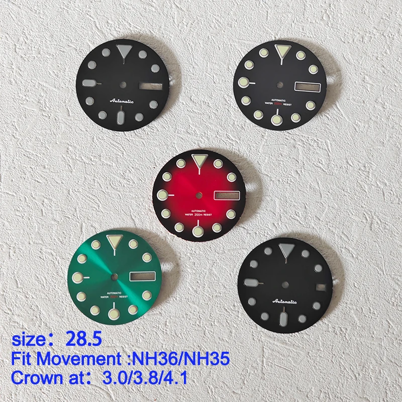 Поверхность мужских часов 28,5 мм, подходит для SKX 007 SKX 009 6105 SRPD Tuna Monster Turtle, подходит для японского механизма NH35/NH36