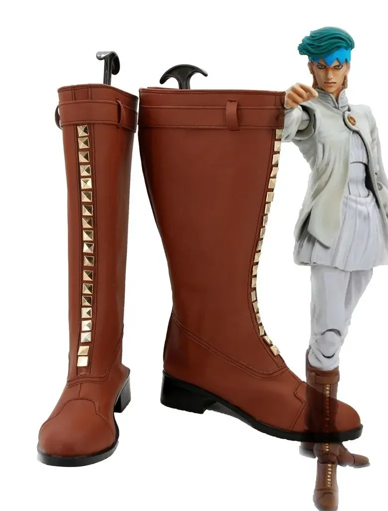 

JOJO'S BIZARRE ADVENTURE 4 Rohan Kishibe Boots Cosplay Shoes Long Boots Custom Made