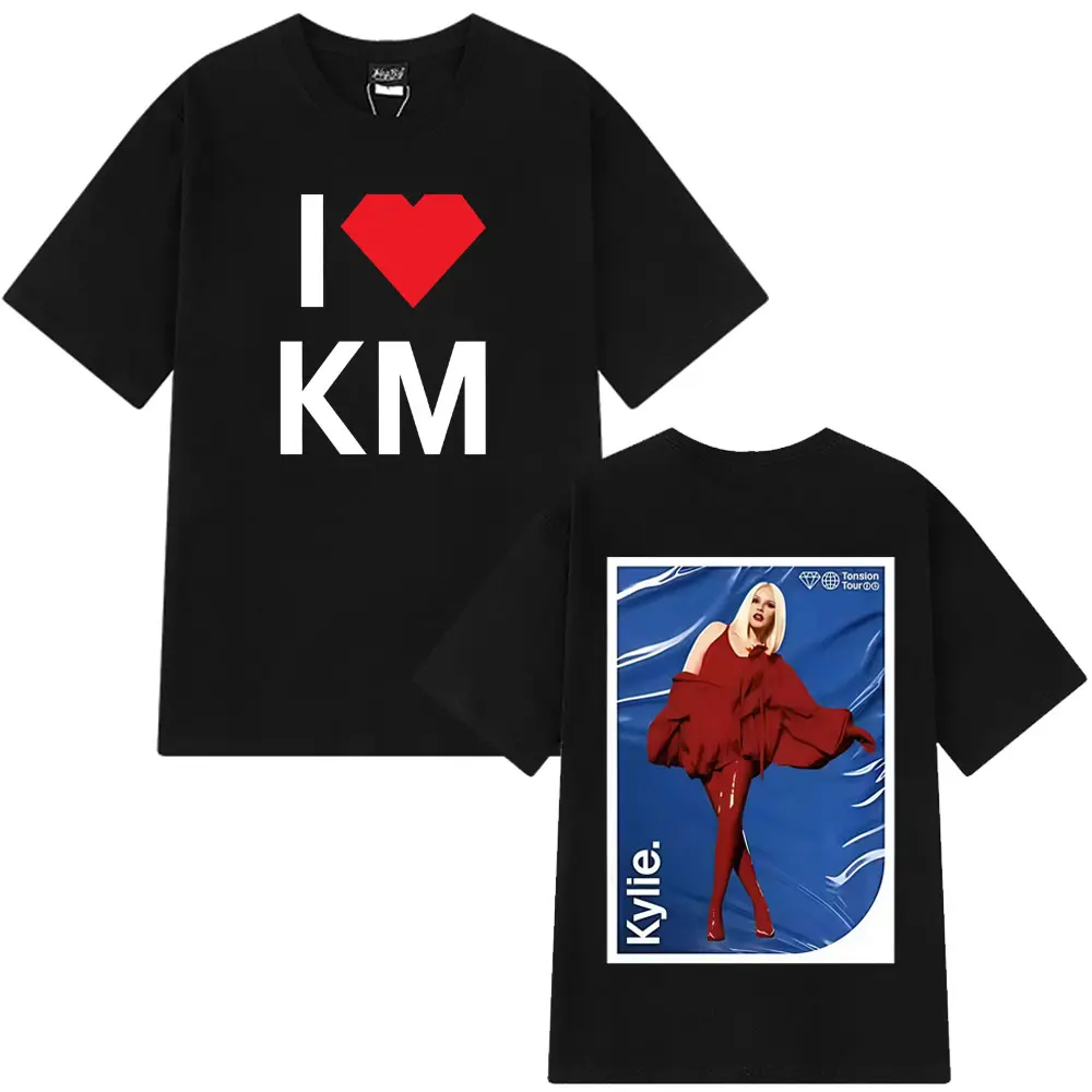 

Футболка I Heart KM Kylie Minogue Tension Tour 2025 Футболки с принтом Мужчины Женщины Хлопковая футболка с короткими рукавами Свободные повседневные эстетические футболки