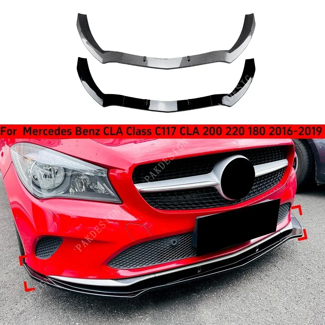 Front Bumper Lip Splitter Spoiler Diffuser ABS Body Kits Accessories for Mercedes Benz CLA Class C117 CLA 200 220 180 2016-2019