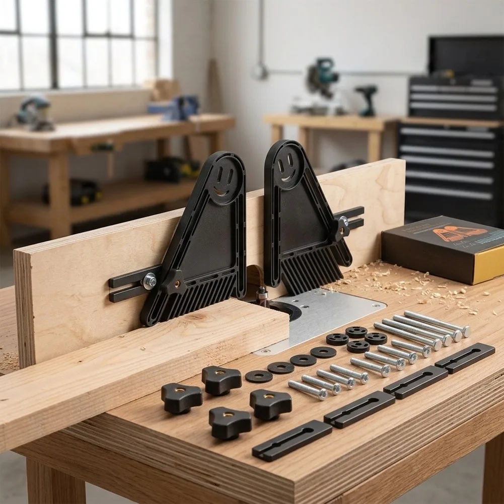 Featherboard Set for Precision Woodworking - Black Plastic 17x3.5x21.5cm Feather Board for Table Saw and Router Table