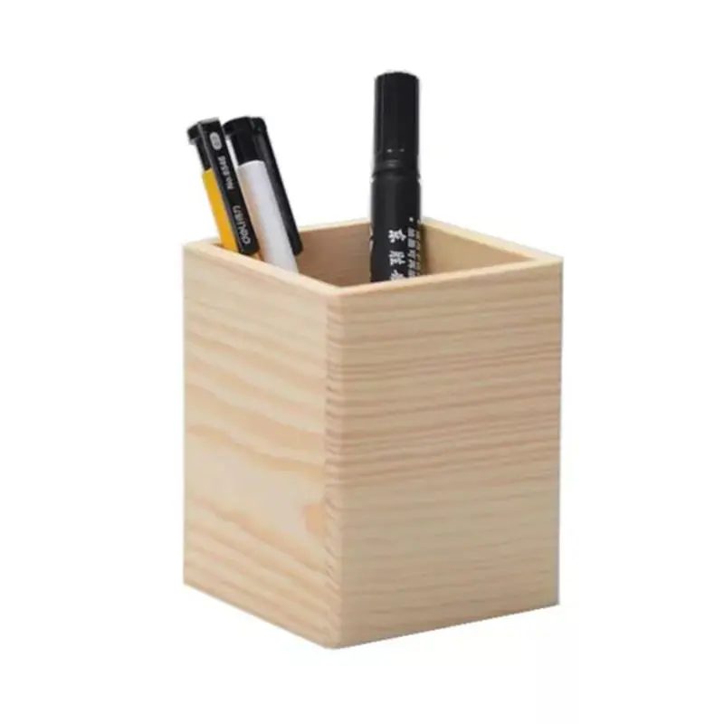 Wooden Remote Control Storage Pen Phone Holder Desktop Office