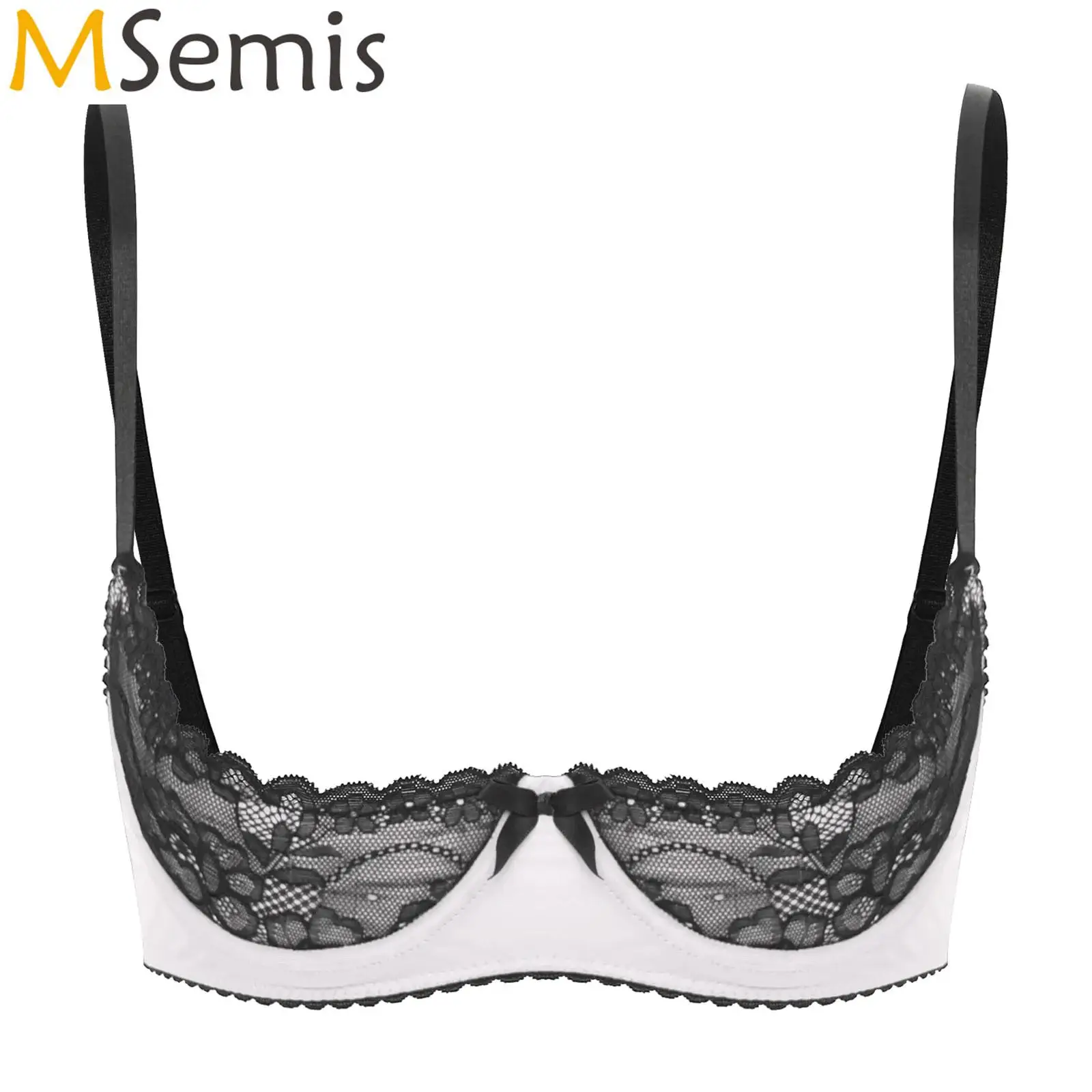 Sexy Womens Lingerie Half Cup Underwire Breast Exposed Bra Tops Lace Push Up Open Chest Balconette Hot Bra Underwear