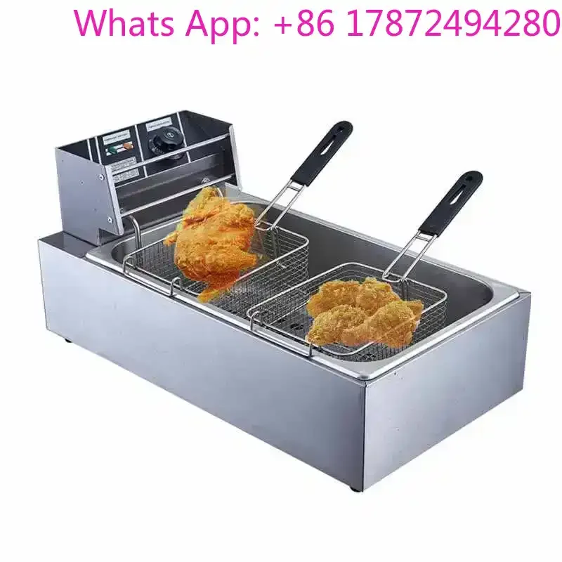 2 Tanks 16L Factory Commercial Electric Deep Fryer Industrial Cooking Pot Fried Chicken Chops French Fries