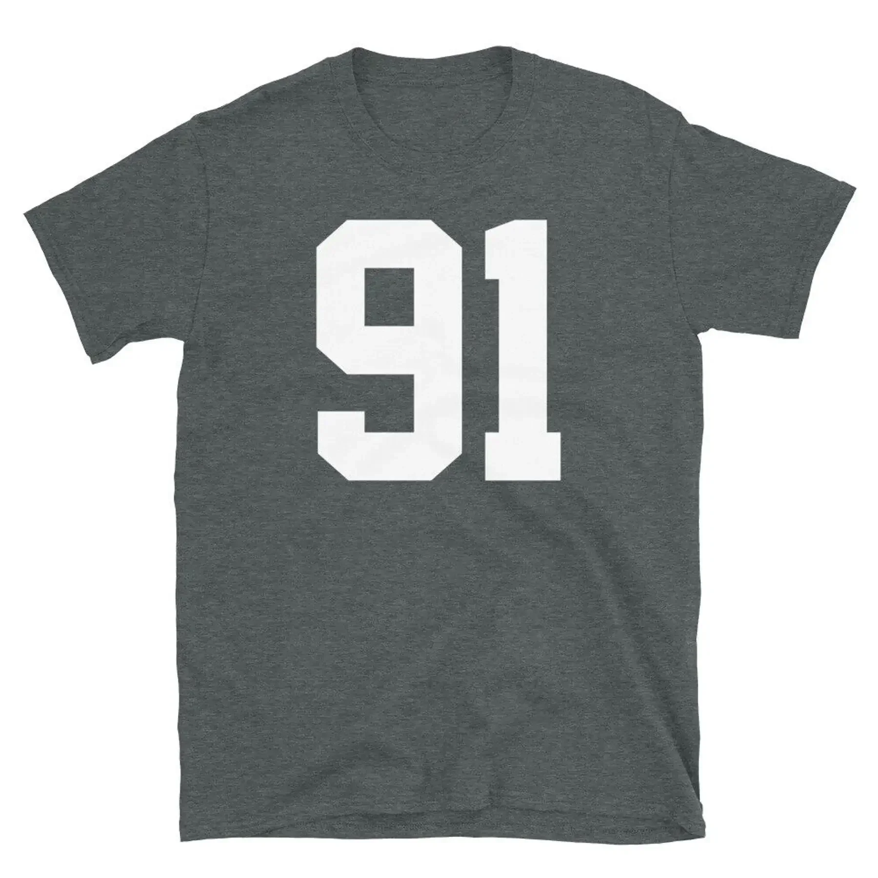 Team Uniform Jersey Number 91 Birthday Varsity Short Sleeve Unisex T Shirt