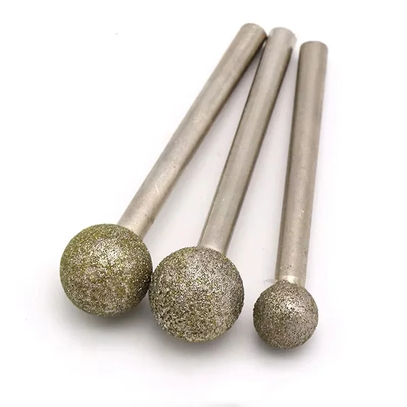 6-50mm Ball Diamond Grinding Head 6/8mm Shank Round Spheroidal Polishing Burr Bit Emery Grinding Needle For Dremel Rotary Tool