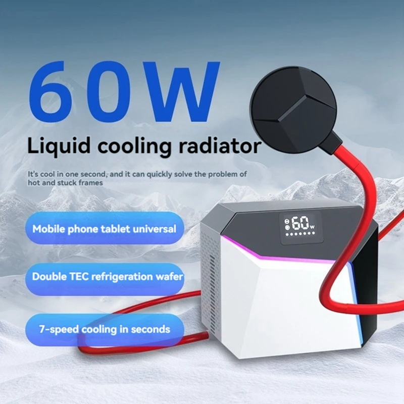 60W 70W Liquid Cooling Radiator Magnetic Semiconductor Radiator Suitable For Mobile Phone Tablet Game Live Broadcast