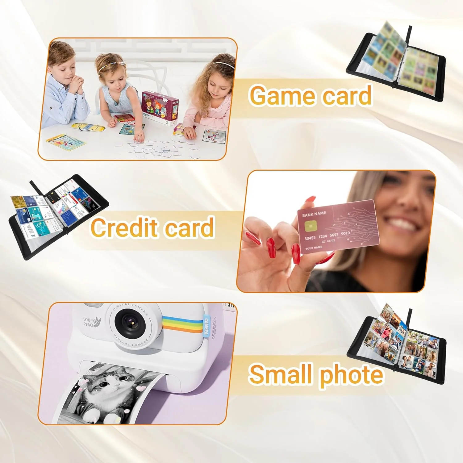 Classeur de collection de cartes, classeur de cartes à collectionner, Album à collectionner de poches, pochettes, étui porte-étui, 200 feuilles