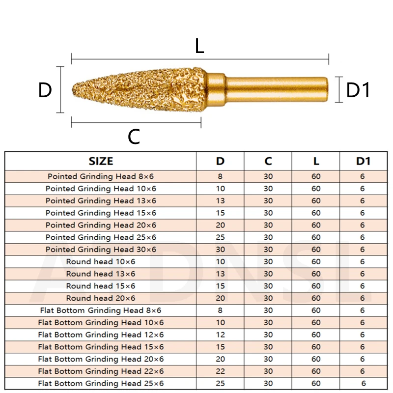 Diamond Grinding Head Sharpening Grinding Hand Electric Drill Metal Polishing Brazing Grinding Rod For Ceramic Tile Steel Stone