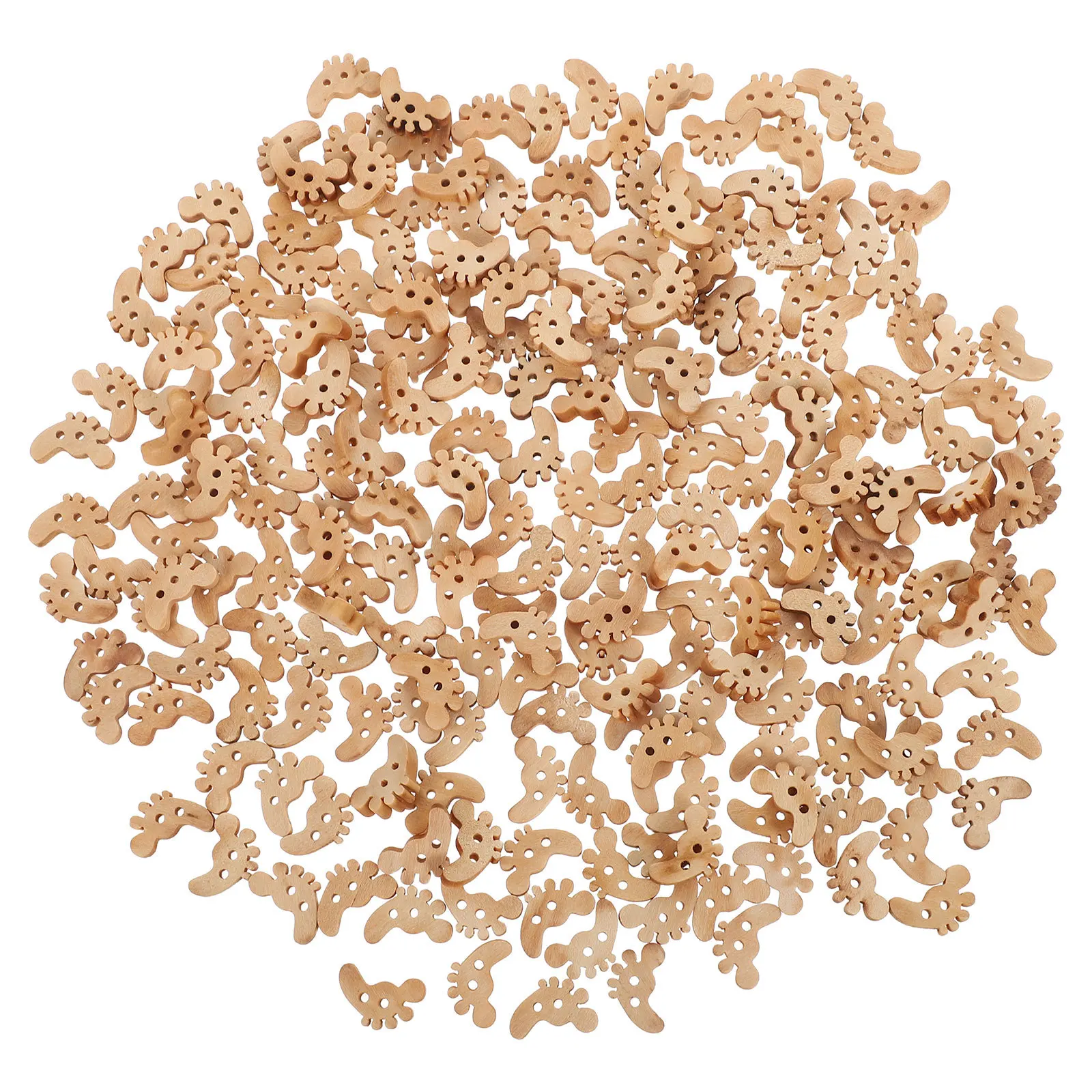 

200Pcs Wooden Footprint Craft Buttons Natural Material DIY Sewing Buttons for Clothing Sweaters Knitting Projects