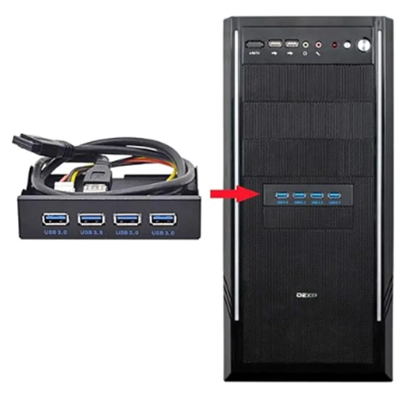 USB 3.0 HUB 4 Ports HUB Front Panel to Motherboard 20Pin 19Pin Header Connector Cable Compatible for 5.25