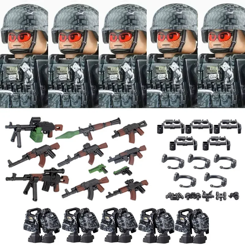 Militär Armee Figuren Bausteine SWAT Ghost Commando Special Forces Soldat Waffen Pistole Hut Schild Gürtel AK Mini Ziegel Spielzeug