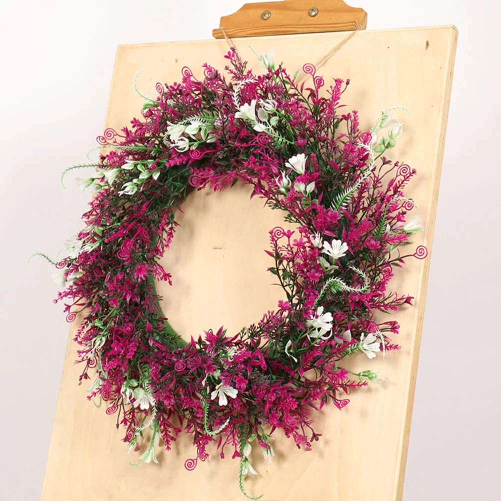 

1pc Simulation Fern Leaves Wreath Rosy Artificial Plant Garland Wall Hanging Decor For Home Party Wedding Indoor Outdoor Use