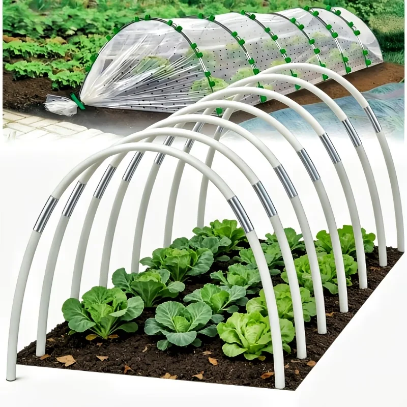 1set Garden Tunnel Kit Greenhouse Frame Kit With Fiberglass Poles Connectors Clips For Plant Greenhouse Gardening Accessories