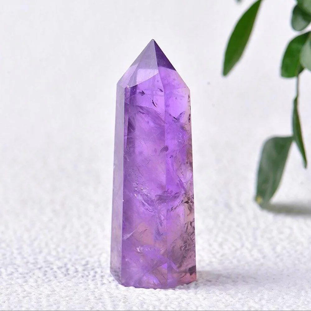 

40-90mm Natural Amethyst Hexagonal Column Natural Crystal Point Mineral Ornament Healing Wand Collection And Home Decor