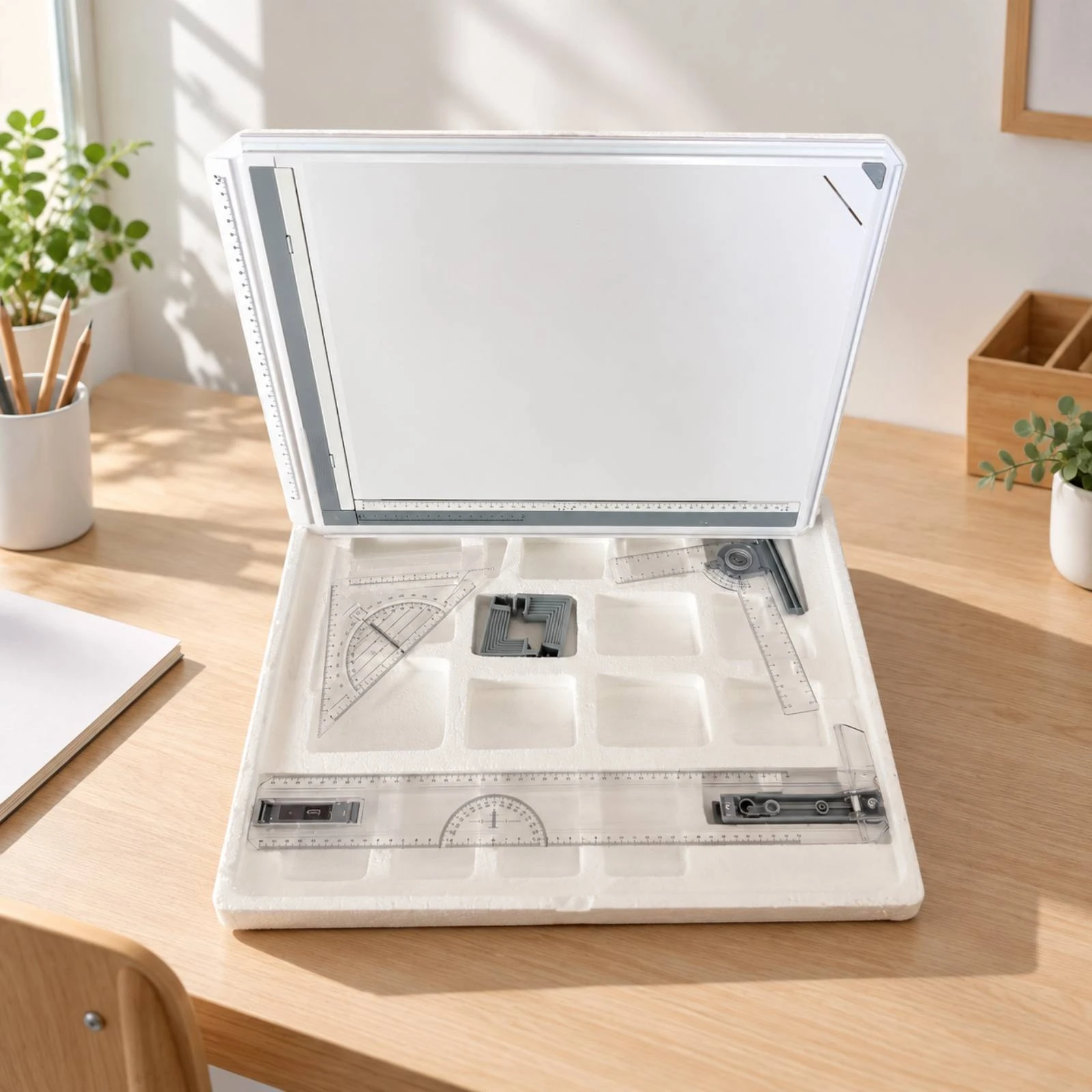 A Three Technical Drawing Board with Sliding Guide Rigid Drawing Board with Sliding Ruler a Three Drafting Table Sturdy