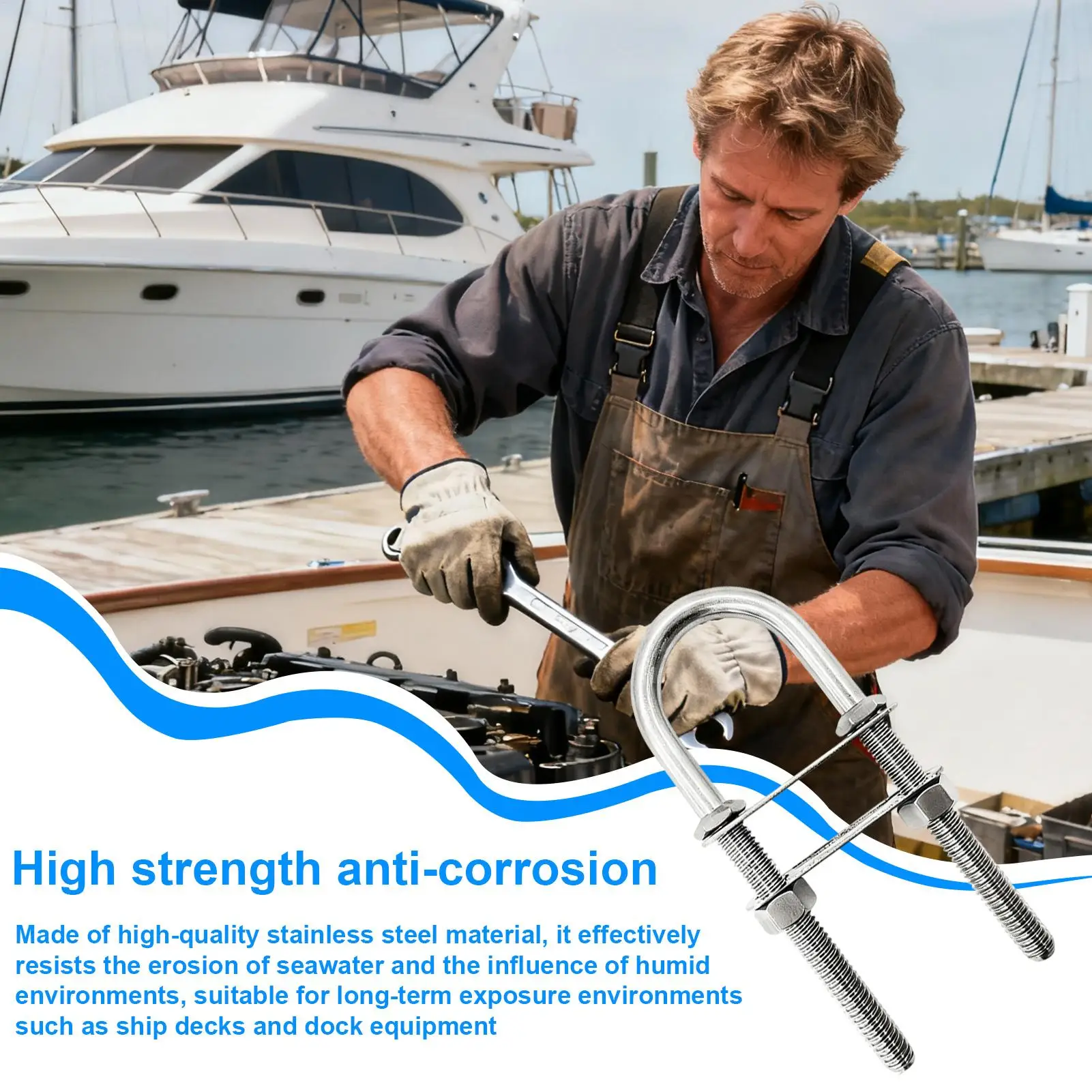 Stainless Steel U-Bolt Heavy Duty Stainless Hardware Yacht U-Bolt For Yacht Anchors Deck Equipment Dock Maintenance Machinery