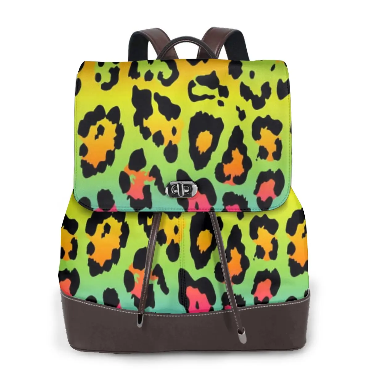 Rainbow Leopard Print Bookbag School Student Bags Hiking Travel Daypack for Women Fashion Derma Backpack