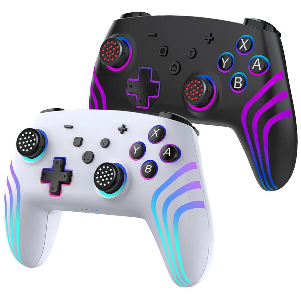 

Беспроводной игровой контроллер NS1 RGB для Nintendo Switch Pro, BT-геймпад для Switch OLED/Lite, джойстик для ПК Steam с функцией Turbo и 6-осевым управлением