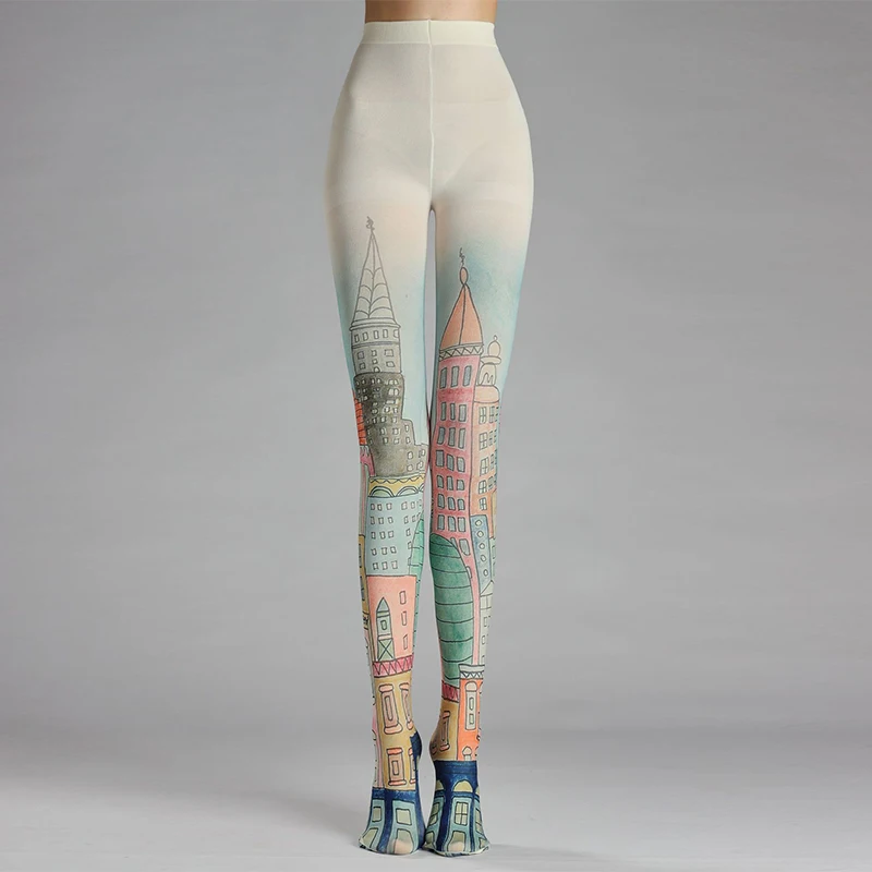 Lolita Floral Printed Pantyhose Japanese Sexy Women Sweet Harajuku Velvet Sotckings Opaque Tights Tattoo Pantyhose
