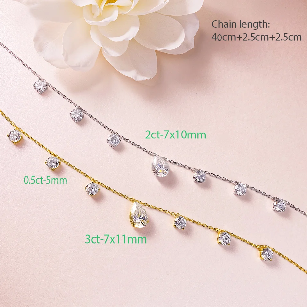 OEVAS Water Drop 2-3CT 100% Real Moissanite Necklace for Women 925 Sterling Silver Plated 18K Wedding Party Luxury Jewelry Gift view 4